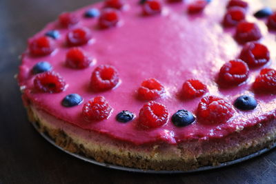 Close-up of strawberry cake