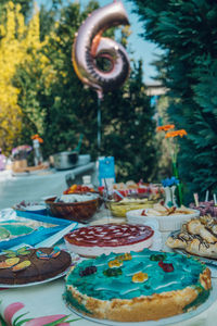 Close-up of cake on table