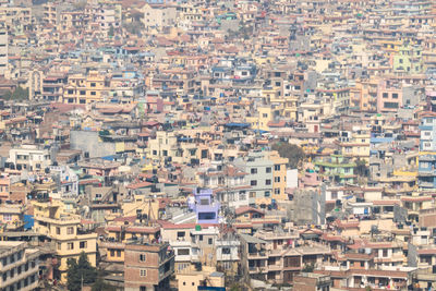 High angle view of buildings in city