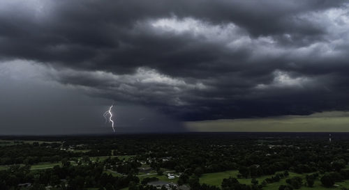 Scenic view of storm clouds over city