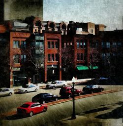 Cars parked on city street