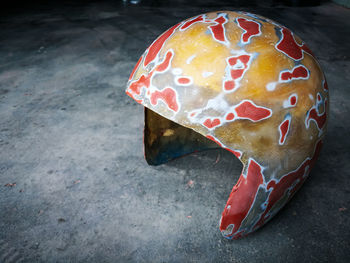 High angle view of a bread on table