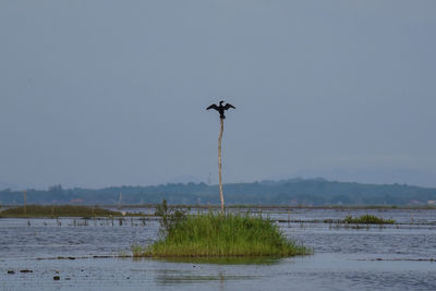 Scenic view of lake against sky