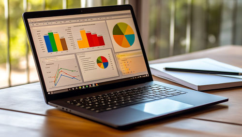 Close-up of laptop on table