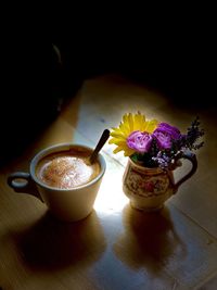 Coffee cup on table