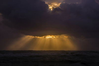 Aerial view of storm clouds over sea