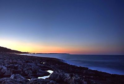 Scenic view of sea at sunset