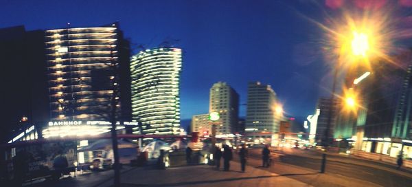 City lit up at night