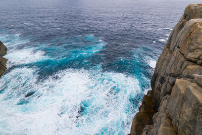 High angle view of sea waves