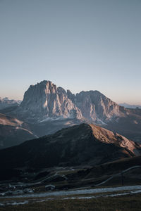 Scenic view of mountains against clear sky