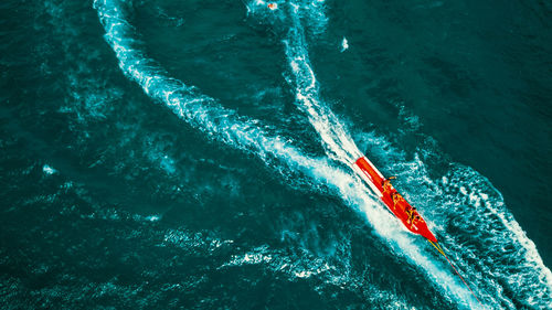 High angle view of swimming pool in sea