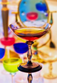 Close-up of wine glass on table