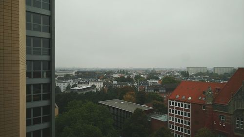 Cityscape against clear sky