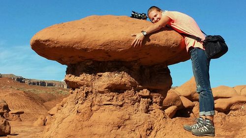 Low angle view of barren landscape