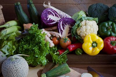 Fruits and vegetables on table