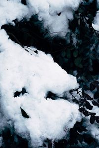 High angle view of frozen snow