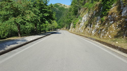 Road amidst trees against sky