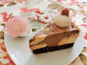 Close-up of cake served in plate