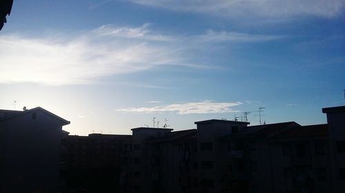 Silhouette houses against sky in city