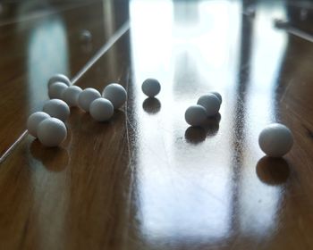 Close-up of candles on table