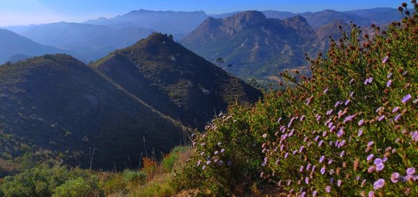 Scenic view of mountains against sky