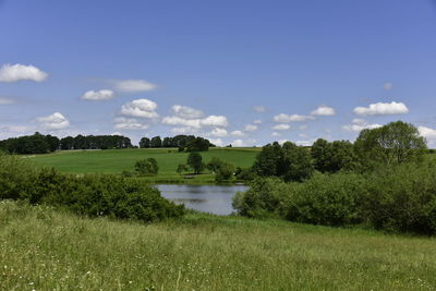 Scenic view of lake against sky