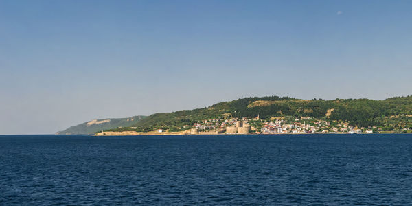 Scenic view of sea against clear sky