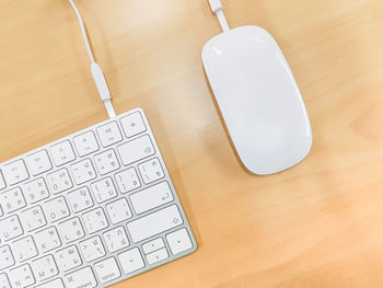 High angle view of laptop on table