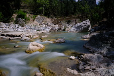 River flowing through rocks in forest