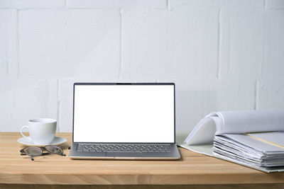 Laptop on table