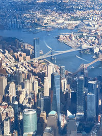 High angle view of city at waterfront