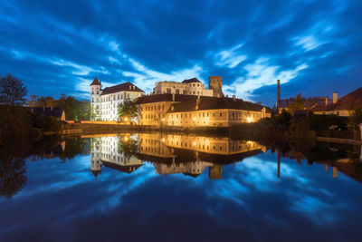 Reflection of buildings in water