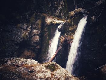 Scenic view of waterfall in forest