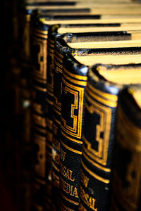 Close-up of encyclopedia books