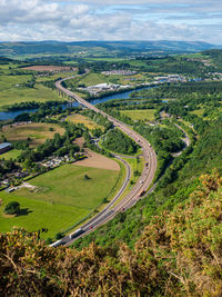 Looking down to friarton bridge, on the m90, perth, scotland