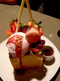 Close-up of ice cream in plate