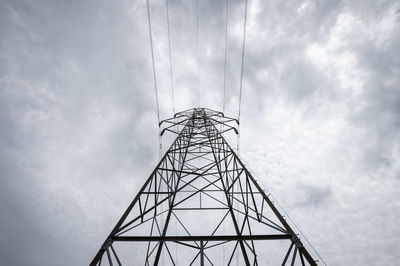 Electricity pylon, looking up to the sky.