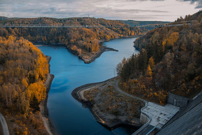 High angle view of river during autumn