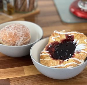 Close-up of dessert in plate on table