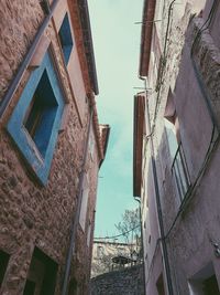 Low angle view of old building against clear sky