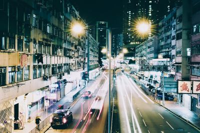 Traffic on road in city at night