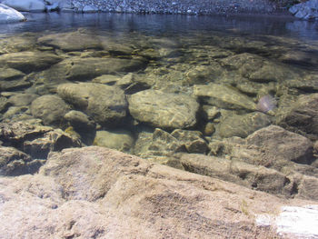 Surface level of stones on beach