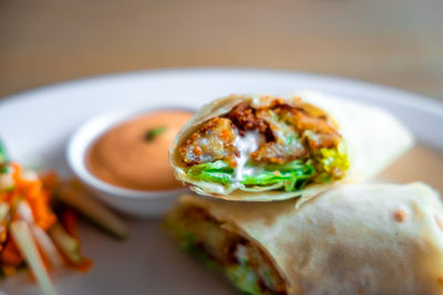 Close-up of meal served in plate