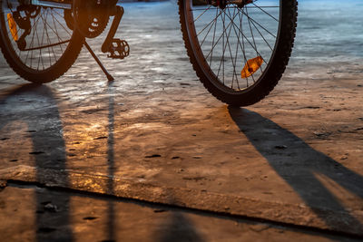 Low section of bicycle on street