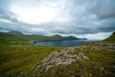 Scenic view of lake against sky