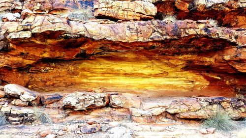 Close-up of rock formations in cave