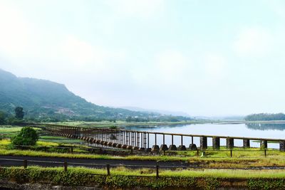 Scenic view of lake against sky