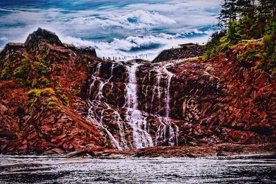 Scenic view of waterfall