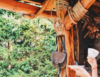 Human hand holding rope