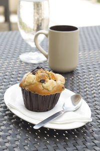 Close-up of coffee cup on table